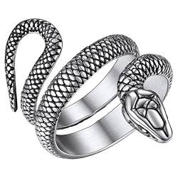 ChainsHouse Edelstahl Schlangenring für Herren Männer Retro Statement Fingerring mit Geschenkebox für Freunden Ehemann von ChainsHouse