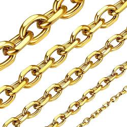 ChainsHouse Gelb Geliederkette Goldkette für herren Rolo Collier an jeden Tag-Breit 5mm-Geschenkebox enthält-wählbar Länge von ChainsHouse