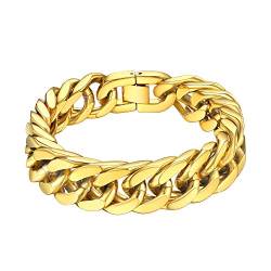 ChainsHouse Gold Armband Panzerkette 19cm Armbänder herren Freundschaftskette Armband für Valentinstag Geburtstag Weihnachten von ChainsHouse