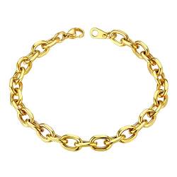 ChainsHouse Gold Armband aus Edelstahl Herren Erbskette Armband -7mm breit-21cm lang-Gold von ChainsHouse