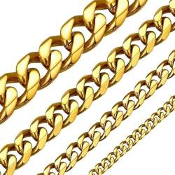 ChainsHouse Gold plattiert Halskette 9mm Breit 55cm Fashion Gliederkette Hip pop Stil Kette mit Karabinerverschluss für Herren und Männer von ChainsHouse