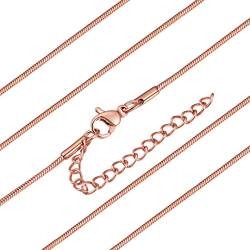 ChainsHouse Rosegold Schlangenkette aus Edelstahl 1.2mm breit 55cm+5cm Verlängerung Schlangenkette mit Geschenkebox für Frauen und Mädchen von ChainsHouse