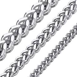 ChainsHouse Silber Franco Link Herren Kette Edelstahl 3mm breit 65cm lang Franco Halskette für Party von ChainsHouse