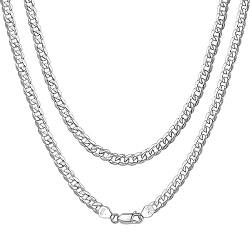 ChainsHouse Silber Panzerkette für Damen Herren 925 Cuban Chain Necklace Silberkette ohne Anhänger für Geburtstag Weihnachten von ChainsHouse