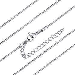 ChainsHouse Silber Schlangenkette aus Edelstahl 1.2mm breit 55cm+5cm Verlängerung Schlangenkette mit Geschenkebox für Frauen und Mädchen von ChainsHouse