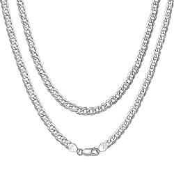 ChainsHouse Silberkette für Damen Frauen 5mm breit 51cm lang Panzerkette 925 Cuban Chain Necklace mit Geschenkebox für Weihnachten Valentinstag von ChainsHouse