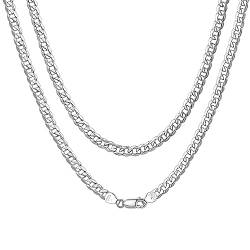 ChainsHouse Silberkette für Damen Herren Kette 50CM Cuban Chain Necklace Halskette 3mm breit Panzerkette Modeschmuck für Vatertag/Weichnachten von ChainsHouse