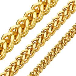 ChainsHouse Vergoldet Franco Link Herren Kette Edelstahl 6mm breit 65cm lang Franco Halskette für Party von ChainsHouse