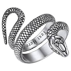 ChainsHouse Vintag Schlangenring für Herren Männer personalisierter Statement Fingerring Punk Retro Snake Ring für Weihnachten Geburtstag von ChainsHouse