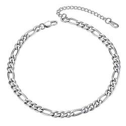 ChainsHouse edelstahl Figarokette Fußkette damen Sommer Fußkettchen Edelstahl 22cm Fußband mit Geschenkebox für damen und mädchen von ChainsHouse