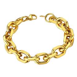 ChainsHouse gelb herrenarmband aus Edelstahl herren edelstahl armband 12mm breit damen armband-Gold-wählbar Länge von ChainsHouse