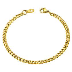 ChainsHouse gold Herren Armband 3MM breit 21cm lang Armskette mit Geschenkebox und Schmuckstück für Kinder und Jugendlichen von ChainsHouse