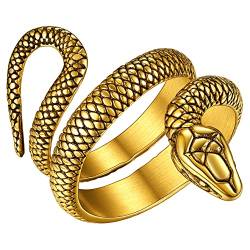 ChainsHouse goldener Ring für Herren Männer Vintag Statement Fingerring Punk Retro Schlangenring mit Geschenkebox für Weihnachten von ChainsHouse