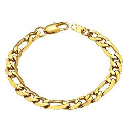 ChainsHouse herren Armbänder gold 21cm lang Figarokette Armband mit Karabinerverschluss für Männer Jungen von ChainsHouse