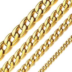 ChainsHouse hochwertige 18K vergoldete Halskette 9mm Breit 71cm Halskette aus 316L Edelstahl Panzerkette für Hip pop fans von ChainsHouse