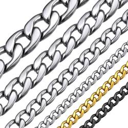 ChainsHouse hochwertige Silber Halskette 15mm Breit 28 inch Halskette aus 316L Edelstahl Panzerkette für Hip pop Fans von ChainsHouse