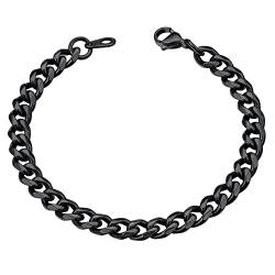 ChainsHouse schwarz Armband 6mm Panzer Armskette 16cm lang Armskette mit Geschenkebox für Damen und Herren von ChainsHouse