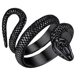 ChainsHouse schwarz Fingerring für Herren Männer Punk Retro Ring Retro Statement Fingerring Gotic Snake Ring für Ehemann Freunden von ChainsHouse