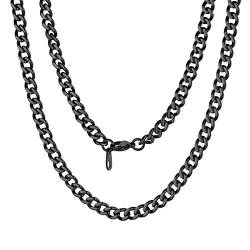 ChainsPro 316L Edelstahl Herren Halskette 5mm breit Panzerkette für Männer Jungen Klassiche Kubanische Halskette Hip Hop Cuban Link Chain in Schwarz mit 46cm+5cm Kette von ChainsPro