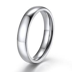 ChainsPro 4mm breit Ring Damen Schlichter Glänzender Ring für Herren Edelstahl Fingerring Stapelbarer Siegelring Ehering Trauring Schmuck für Freund Ehepaar Ringgröße 62.5 von ChainsPro