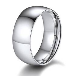 ChainsPro 8mm breit Ring Damen Schlichter Glänzender Ring für Herren Edelstahl Fingerring Stapelbarer Siegelring Ehering Trauring Schmuck für Freund Ehepaar Ringgröße 62.5 von ChainsPro