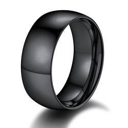 ChainsPro 8mm breit Ring Damen Schlichter Glänzender Ring für Herren Edelstahl Fingerring Stapelbarer Siegelring Schwarz Ehering Trauring Schmuck für Freund Ehepaar Ringgröße 62.5 von ChainsPro