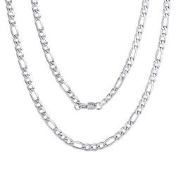 ChainsPro Edelstahl Italienische Männer Figarokette Herren Halskette 4mm Breit in Silber Herren Gliederkette Herren Schmuck 45 cm Lang von ChainsPro