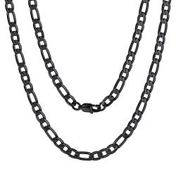 ChainsPro Edelstahl Italienische Männer Figarokette Herren Halskette 6mm Breit in Schwarz Herren Gliederkette Herren Schmuck 45 cm Lang von ChainsPro