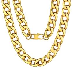 ChainsPro Kubanische Kette Halskette Herren 18K Vergoldet 15mm Breit Miami kubanische Gliederkette Hip Hop Kette Männer Halskette 51cm Lang von ChainsPro