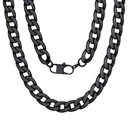 ChainsPro Kubanische Kette Halskette Herren Schwarz 12mm Breit Miami kubanische Gliederkette Hip Hop Kette Männer Halskette 51cm Lang von ChainsPro