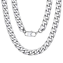 ChainsPro Panzerkette Erbskette Mode Kette Herren Ketten 12mm Breit Panzerkette Erbskette in Silber ohne Anhänger Herren Ketten 46cm Lang von ChainsPro