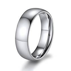 ChainsPro Silberring Damen Stapelbarer Schlichter Ring 6mm breit Edelstahl Siegelring Partnerringe Ehering Hochzeitsband Schmuck für Vater Mutter Ringgröße 59.5 von ChainsPro