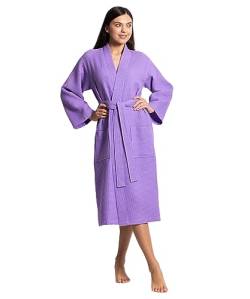 Chakir Turkish Linens | Leichter Waffelstrick-Kimono-Bademantel für Damen | schnell trocknend, weich und saugfähig, Lavendel, Medium von Chakir Turkish Linens