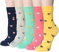 5 Paar Damen Socken Tiere Lustige Bunte Socken Baumwolle mit Süße Katze Socken Geschenk für Damen Einheitsgröße von Chalier Cozy