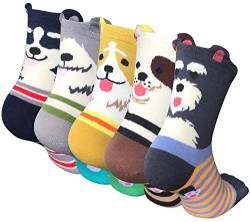 Chalier 5 Paar Damen-Socken, mit niedlichem Tiermuster, bunt, leger, aus Baumwolle. - - Einheitsgröße von Chalier Cozy