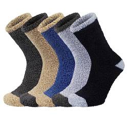 Chalier Cozy 5 Paar Dicke Kuschelsocken Weiche Komfortable Winter Herren Socken Warm Home Flauschige Bett Socken Geschenke für Männer Frauen (Mehrfarbig1) von Chalier Cozy