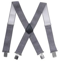 Chalier 50 mm Herren-Hosenträger, X-Rücken, elastisch, verstellbar, mit Clips Gr. Einheitsgröße, grau von Chalier