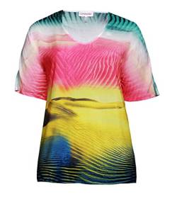 Chalou Strandmode 2017 Oversize T-Shirt Damen Kurzarm für Strand und Sommer große Größen Übergrößen Gelb Rot Bunt, Größe:50 von Chalou