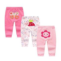 Chamie Baby Leggings Hosen Hosen für Baby Jungen und Mädchen 0-3m/3-6m/6-9m/9-12m 3-Pack 100% Baumwolle Gr. 80 cm, Design1 von Chamie