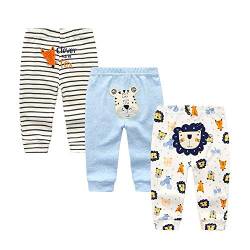 Chamie Baby Leggings Hosen Hosen für Baby Jungen und Mädchen 0-3m/3-6m/6-9m/9-12m 4er Pack 100% Baumwolle Gr. 3-6 Monate, Design3 von Chamie