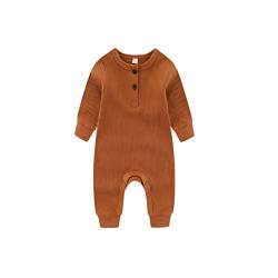 Chamie Baby Romper Newborn Knitted Jumpsuit Long Sleeve Baby Boys Girls Footless One-Piece Suit 0-24 Months,1 Pcs,Brown von Chamie