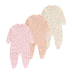 Chamie Baby Schlafanzug Strampler Langarm für Baby Jungen und Mädchen, Doppelter Reißverschluss und Halsschutz, 0-3m/3-6m/6-9m/9-12m von Chamie