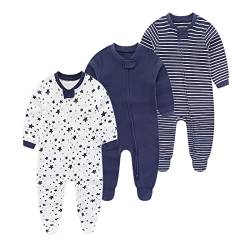 Chamie Baby Schlafanzug Strampler Langarm für Baby Jungen und Mädchen, Doppelter Reißverschluss und Halsschutz, 0-3m/3-6m/6-9m/9-12m von Chamie