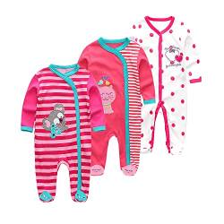 Chamie Baby Schlafanzug Strampler Langarm für Baby Jungen und Mädchen, Doppelter Reißverschluss und Halsschutz, 0-3m/3-6m/6-9m/9-12m von Chamie
