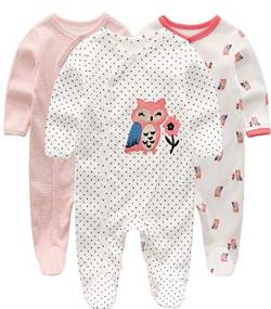 Chamie Baby Strampelanzug, langärmelig, für Jungen und Mädchen, Baumwolle, 0-3 m/3-6 m/6-9 m/9-12 m Gr. 12 Monate, Design8 von Chamie