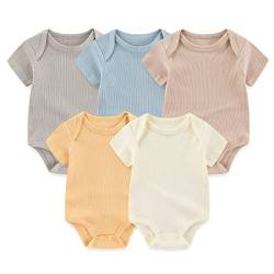 Chamie Newborn Baby Bodysuit Kurzarm für Baby Jungen und Mädchen 0-12M, 5er Pack von Chamie