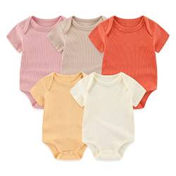 Chamie Newborn Baby Bodysuit Kurzarm für Baby Jungen und Mädchen 0-12M, 5er Pack von Chamie