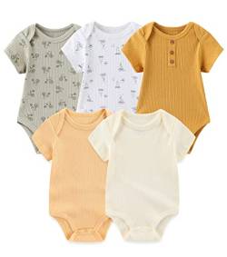 Chamie Newborn Baby Bodysuit Kurzarm für Baby Jungen und Mädchen 0-12M, 5er Pack von Chamie