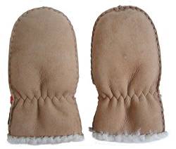 Chamier Lammfellprodukte Lammfell Handschuhe Babys camel, Baby Fell Fäustlinge, Größe L von Chamier Lammfellprodukte