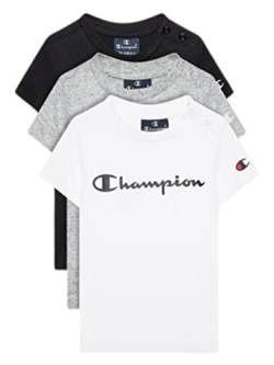 Champion Baby - Jungen Legacy American Classics S/S Pack Logo T Shirt, (Weiß/Schwarz/Rot), 6 Monate EU von Champion